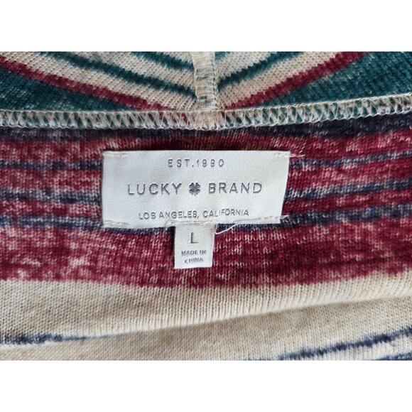 Lucky Brand Womens Open Front Cardigan Sweater L Aztec Multicolor Duster - Picture 3 of 6